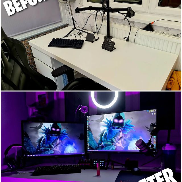 Instagram post: That yearly dusting was much needed 🤣 #pcsetup #pc #pcbuild #pcgaming #pcgamer #gaming #fortnite