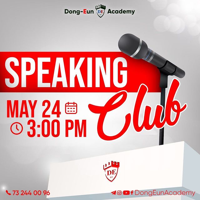 Instagram post: ⚡️DIQQAT🔥 🇬🇧Dong - Eun Akademiyasida SPEAKING club bo'lib o'tadi. 👩🏻‍🏫 Mehmonimiz Farg'ona davlat universiteti Filologiya fakulteti...