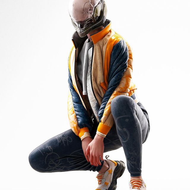 Instagram post: Helios - #c4d #zbrush #marvelousdesigner #rizomuv #substancepainter #marmosettoolbag #3d #3dart #fashion #scifi #cyberpunk #digitalart