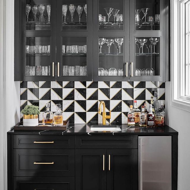 Instagram post: It’s Friday and we gathered a few of our favorite home bars we’ve worked in! Which one is your favorite? All photos tagged! #homebar #hom...