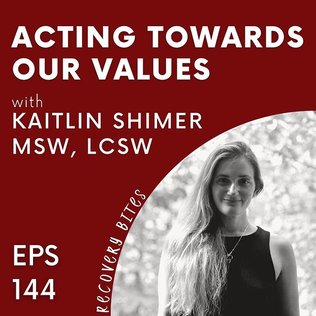 Instagram post: This week, Karin welcomes Kaitlin Shimer, MSW, LCSW, eating disorder therapist at KLEDC, to the show for, "Acting Towards Our Values." Tu...