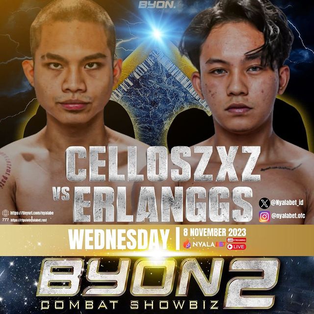 Instagram post: Mulai Panas 🔥 Cellos vs Erlang Resmi di Byon 2! pertandingan tinju di bulan November yang wajib kalian tunggu-tunggu yaitu pertandingan ...