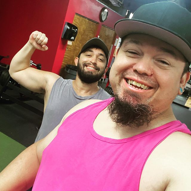 Instagram post: Working out is more fun with friends @thickestearle . . . . . . . . . . . . . . . . . #gym #workout #gymbro #strength #flex #awesome #4is...