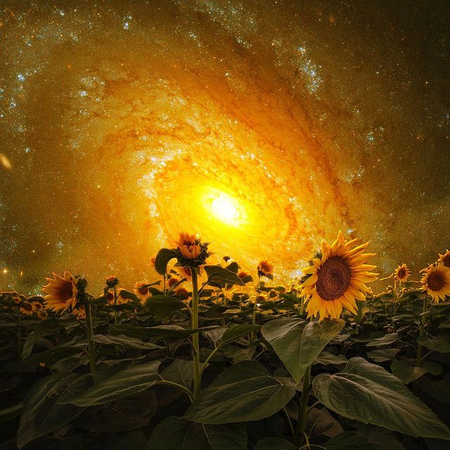 Instagram post: Hello! @LumiFantasy here. Today I’m going to give you a quick walkthrough of how I combined photos of a field of sunflowers with a photo ...