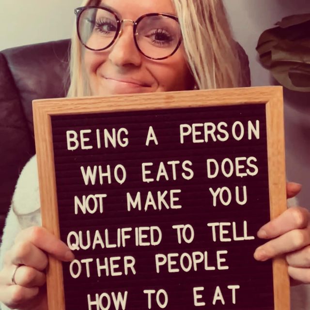Instagram post: I have two degrees in nutrition & health promotion. I have advanced certifications that underscore by expertise. (And privilege.) I have ...