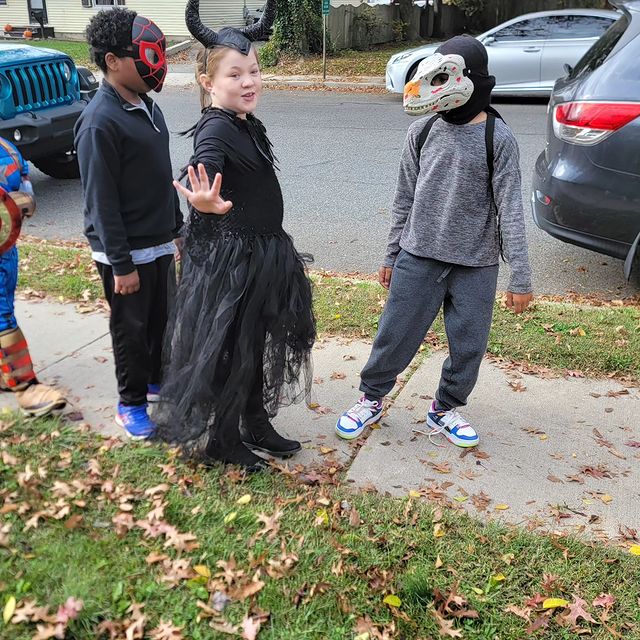 Instagram post: Halloween 2023 silliness! Kids costume parade, tick or treating, and just all around fun for everyone! @jadem_302 #disney #jacksparrow #h...